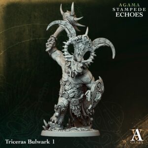 Zestaw figurek Triceras Bulwarks – 4 sztuki z podstawkami