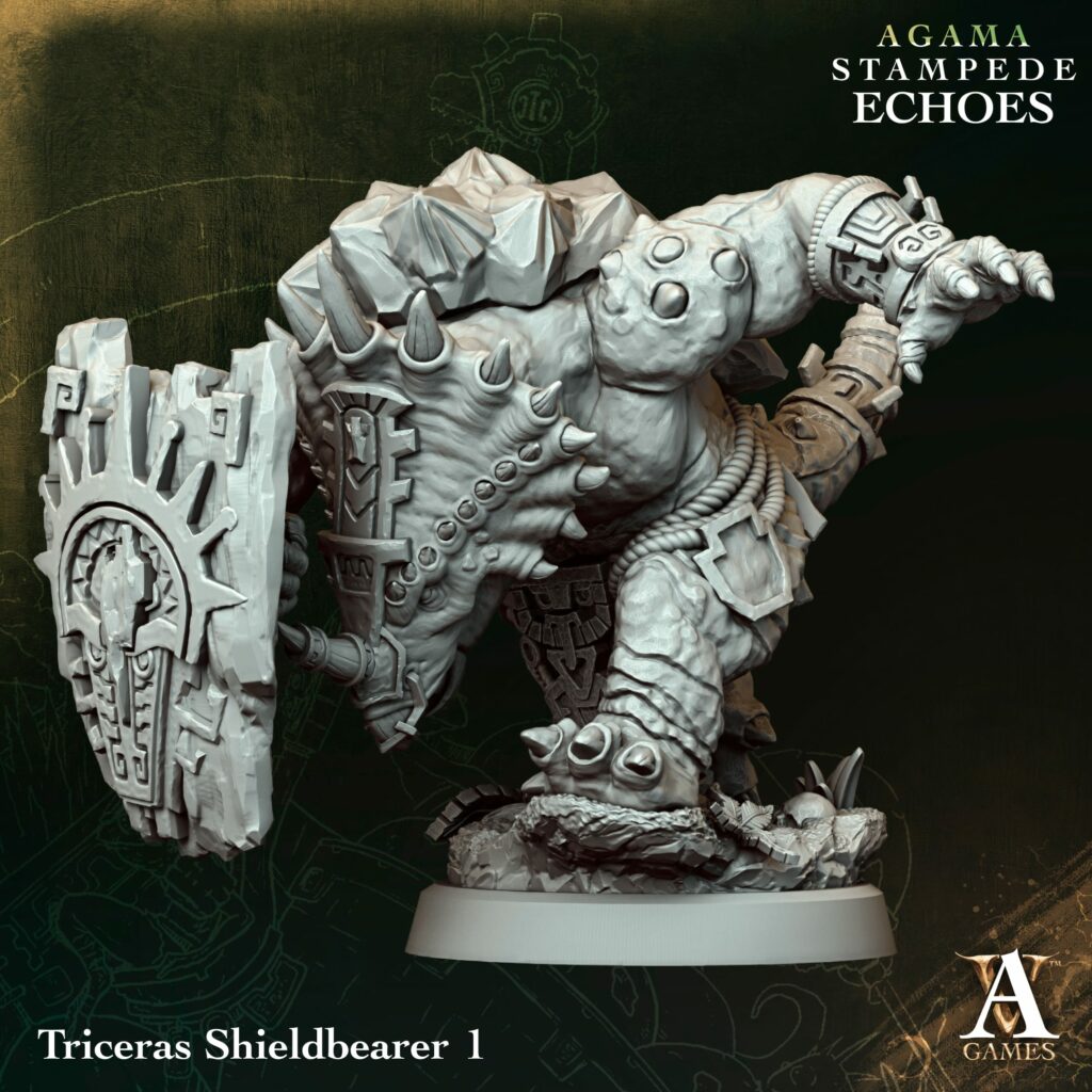 Zestaw figurek Triceras Shieldbearers – 4 sztuki z podstawkami