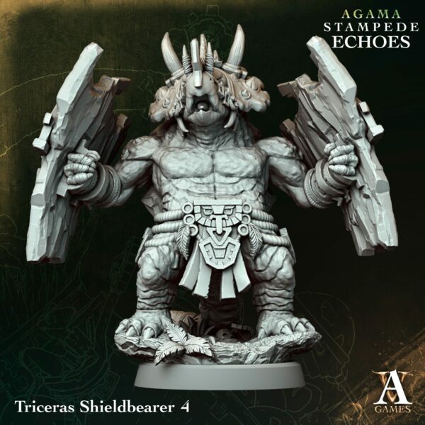 Zestaw figurek Triceras Shieldbearers – 4 sztuki z podstawkami - obrazek 3