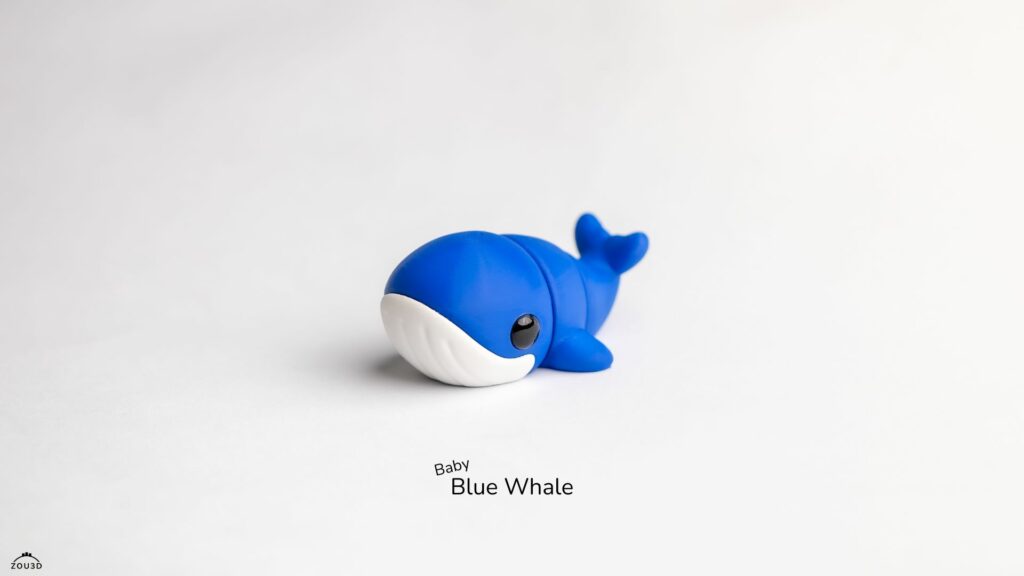 Baby Blue Whale – ruchoma figurka do pomalowania 3D FDM